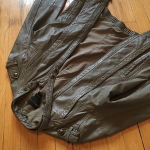 Mango Khaki Faux Leather Jacket